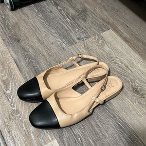 A New Day  Black and Cream Slingback Flats